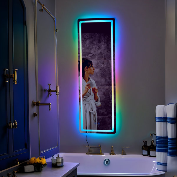 Wrought Studio Denekia Lighted Full Length Mirror Wall Mounted Mirror